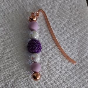 Purple and Peal Beaded Bookmark In Rosegold